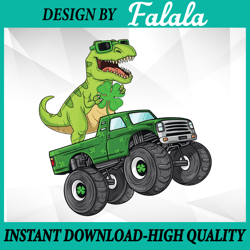 kids st patricks day t rex riding monster truck dino png, patrick day png, digital download