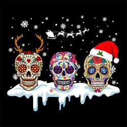 skulls christmas svg, christmas svg, hippie svg, skull svg, hippie style svg, reindeer svg, santa hat svg, merry christm