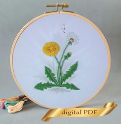 dandelion pattern pdf embroidery, easy embroidery diy