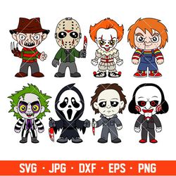 layered horror movies bundle svg, halloween svg, babies horror characters svg, cricut, silhouette vector cut file