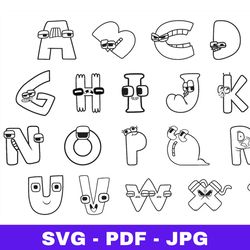 alphabet lore coloring page , alphabet lore outline vector - svg jpg pdf files