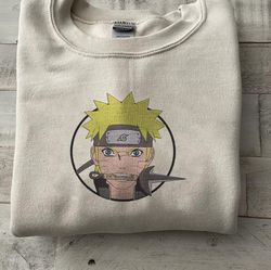 naruto embroidered crewneck, naruto shippuden embroidered sweatshirt, inspired embroidered manga anime hood