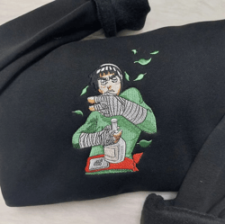 rock lee embroidered crewneck, naruto shippuden embroidered sweatshirt, inspired embroidered manga anime hood