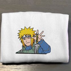minato embroidered crewneck, naruto shippuden embroidered sweatshirt, inspired embroidered manga anime hood