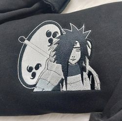 madara embroidered crewneck, naruto shippuden embroidered sweatshirt, inspired embroidered manga anime hood
