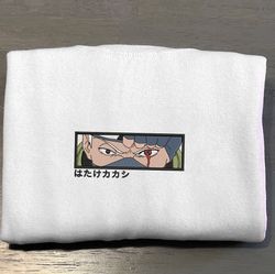 kakashi embroidered crewneck, naruto shippuden embroidered sweatshirt, inspired embroidered manga anime hood