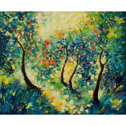 sunny garden painting landscape original art oil painting on canvas 24"x28" by kseniadeartgallery