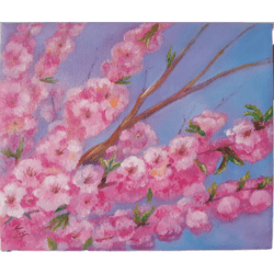 original oil painting, canvas, spring flowers, imprimatura