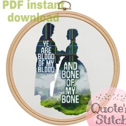 outlander claire jaime scotland modern cross stitch pattern punto de cruz embroidery hoop art instant download