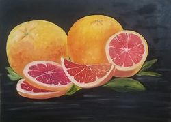 painting with oranges original art oil painting still life fruit oil painting as a gift