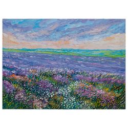 wildflower painting meadow original art landscape painting oil on canvas 20"x28" by kseniadeartgallery