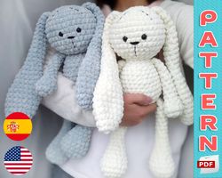 bunny crochet pattern (english/espanol), large easter rabbit amigurumi plush toy