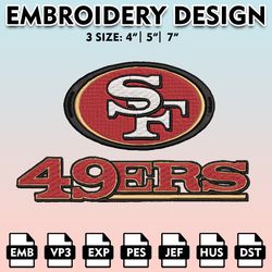 san francisco 49ers embroidery files, nfl logo embroidery designs, nfl 49ers, nfl machine embroidery designs