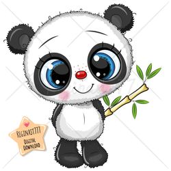 cute cartoon panda png, girl, clipart, sublimation design, children illustration, digital clip art