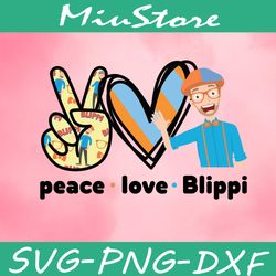 peace love blippi svg,png,dxf,cricut