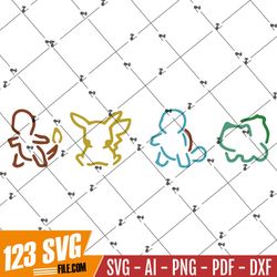 pokemon outline svg vector cut file for cricut, silhouette, svg