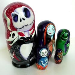 Russian Matryoshka Nightmare Before Christmas Decor Halloween Party Decor Jack Skellington Nesting Doll A Halloween Gift