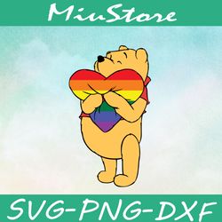 disney winnie the pooh lgbt svg, winnie the pooh and heart lgbt svg,png,dxf,cricut