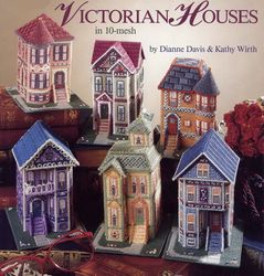 victorian houses plastic canvas vintage cross stitch pattern pdf classic holiday designs instant downloa