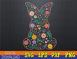 Hippie Flower Bunny Easter Retro Rabbit Svg, Eps, Png, Dxf, Digital Download