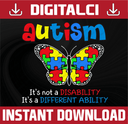 white autism it's not a disability, it's a different ability svg, butterfly cricut file