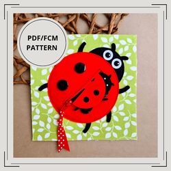 quiet book pattern pdf, ladybug page pattern pdf & tutorial,felt activity book pattern