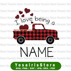 Personalized name I Love Being A  Heart Buffalo Plaid png car png valentine png  instant download cutting Png Printable