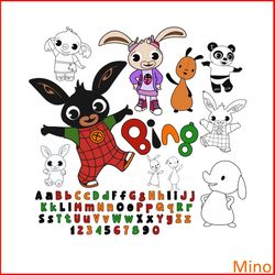 bing bunny party abcd bundle svg, birthday decor svg