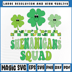 Shenanigans Squad St Patricks Day Cute Shamrock Groovy Retro Svg, St Patricks Day, Digital Download