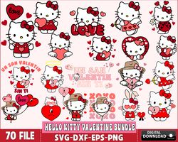 70 file hello kitty valentine svg bundle, hello kitty valentine svg, for cricut, digital, file cut, instant download