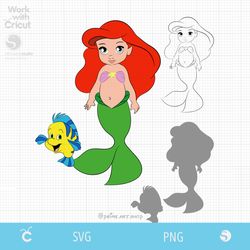 cute mermaid svg cut file, little princess svg, princess mermaid clipart