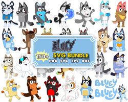 150 bluey svg bundle, bluey cut files for cricut, bluey the dog clipart, bluey png, bluey layered svg