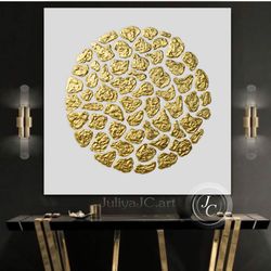 gold and white abstract wall art textured artwork original painting with golden metallic texture modern wall decor