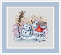 christmas cross stitch pattern mouse cross stitch pattern snowman cross stitch pattern winter cross stitch pattern