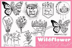 wild flower positive svg bundle graphic