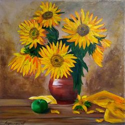 yellow sunflowers painting flower art 23*23 inch sunflower still life painting sunflowers art