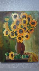 sunflower still life painting yellow sunflowers picture 27*31 inch flower art sunflowers art