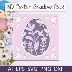 easter shadow box svg, 3d layered easter egg papercut for cricut and silhouette