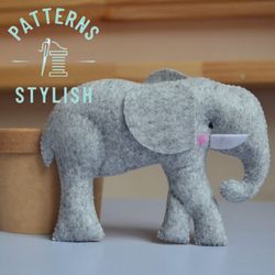 how to make a cute felt elephant for your christmas decor: a diy safari animal sewing pattern