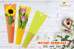 flower packaging template, flower package gift, valentine package gift, svg dxf pdf, cricut, instant download