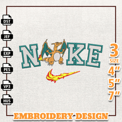 nike charizard anime embroidery design digital machine embroidery download