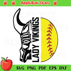 lady vikings half softball svg png, sport svg, softball svg