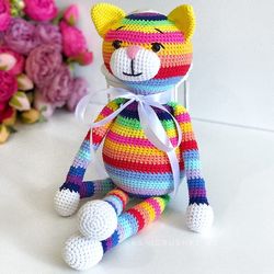 crochet animal. cat toy rainbow