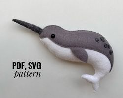 narwhal  ornaments pattern whale felt  pattern  sea animals  felt pattern