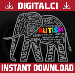 elephant words autism puzzle piece , autism support, 2nd april, autism awareness, be kind png sublimations design