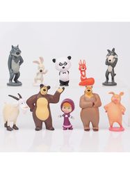 figures from the cartoon "masha and the bear" 10 characters