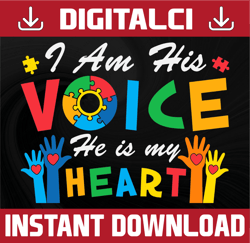 i am his voice he is my heart svg, puzzle piece svg, autism awareness svg, autism mom svg, autism support svg, 2nd april