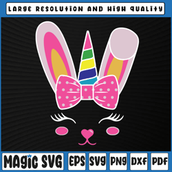 Cute Easter Bunny Unicorn Face Svg, Bunny Unicorn Svg, Easter Bunny Svg, Digital Download