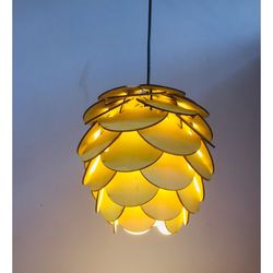 beautiful diy pine cone-shaped wood decorative lights, wood lights, lamps with balls