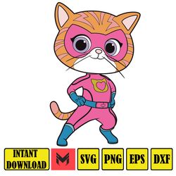 superkitties svg, png, dxf, jpeg, pdf, ginny superkittie png for sublimation, digital download for cricut and silhouette